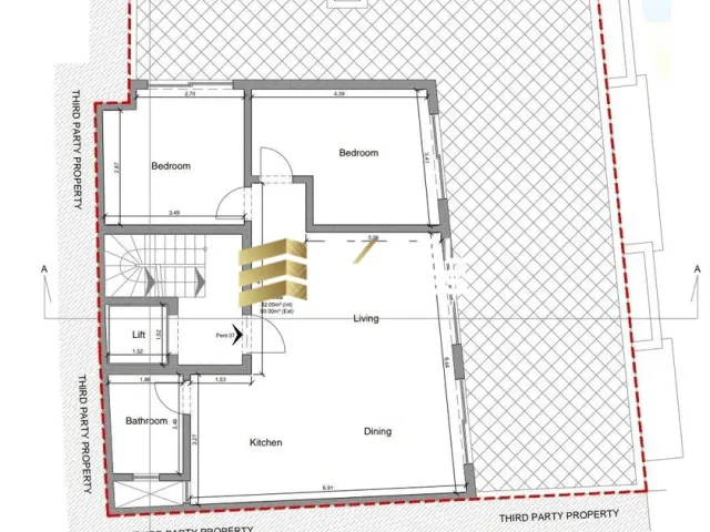 a kitchen with a white wall and a black and white wall