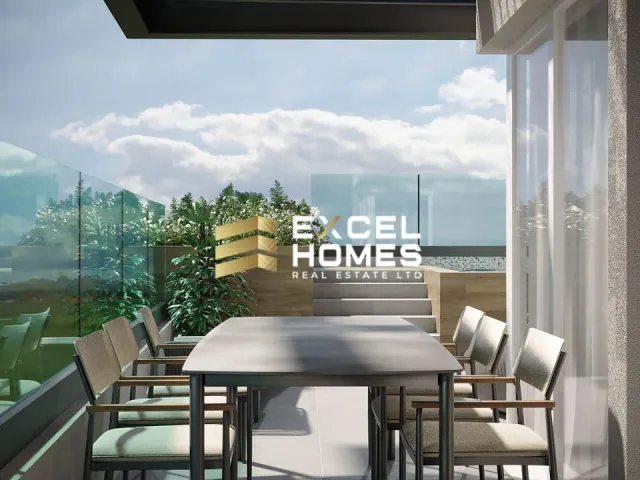 a dining room table with chairs and a balcony 